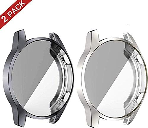 Case Compatible with Huawei Watch GT2 46MM, Soft TPU Plated Case Cover All-Around Protective Bumper Shell Protector for Huawei Watch GT2 46MM Smartwatch Bands Accessories (Gray+Silver)