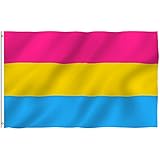 ANLEY [Fly Breeze] 3x5 Foot Pansexual Pride Flag - Vivid Color and UV Fade Resistant - Canvas Header and Double Stitched - Omnisexual LGBT Flags Polyester with Brass Grommets 3 X 5 Ft