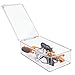 mDesign Plastic Playroom/Game Organizer Box Containers with Hinged Lid for Shelves or Cubbies, Holds Toys, Building Blocks, Puzzles, Markers, Controllers, or Crayons, Ligne Collection, 4 Pack, Clear