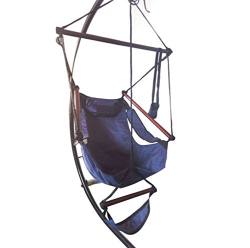Hammock Hanging Chair Air Deluxe Sky Swing Outdoor Chair Solid Wood 250lbs Blue