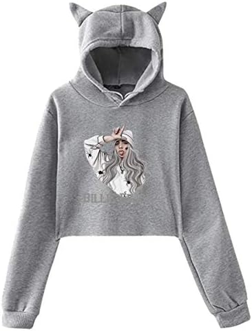 Sweatshirt Pink Lumbar Sweater Cat Hooded S Women Hoodie Ear Billie Eilish