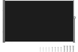 VEVOR Retractable Side Awning, UV 50 118" x 71" Retractable Patio Screen Waterproof, 280 g Thicken Folding Room Divider Wind Screen for Privacy, Garden, Outdoor, Patio and Terrace, Black