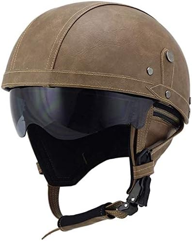 祝開店大放出セール開催中 バイクヘルメットヴィンテージレザーヘルメットハーフヘルメット半帽ヘルメットトゴーグル付きバイクヘルメットハーレーハーフ ヘルメットーザースクータークラッシュヘルメットユニセックスdot認定