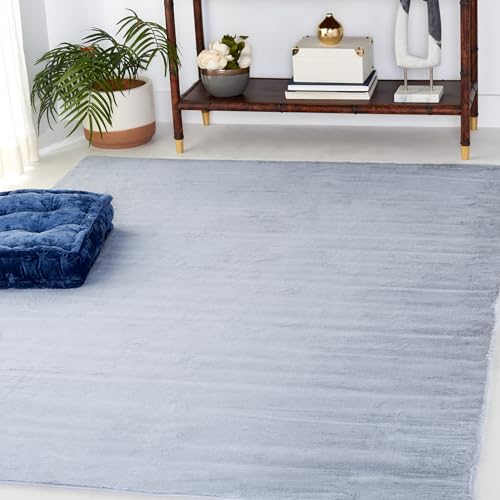 SAFAVIEH Washable Rug Faux Rabbit Fur Shag Collection - 6' x 9', Light Grey, Sl…