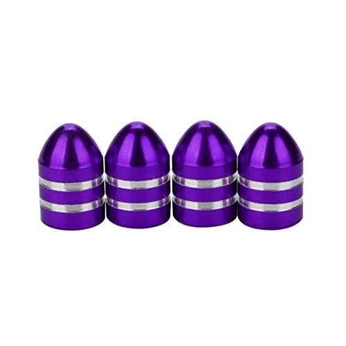 Alonea 4x Aluminum Bullet Car Truck Air Port Cover Tire Rim Valve Wheel Stem Caps (Purple)