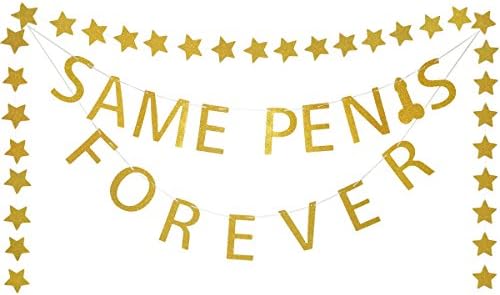 Finseng Same P Forever Gold Glitter Banner Sign for Bachelorette Party Hen Party Night