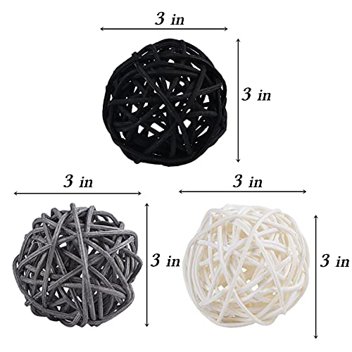 STMK 9 Pcs 3 Inch Wicker Balls Decorations, Rattan Balls Decorative for Home Decor DIY Vase Bowl Filler Ornament Baby… - Image 3