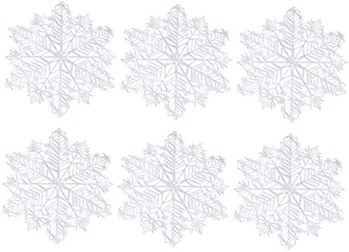 6-Pack Christmas Snowflake Place Mats Hollow Out Placemats Decorative Snow Coasters for Xmas Holiday Wedding Dinner Decoration - Silver