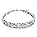 【Deal of the Day】SWAROVSKI ELEMENTS CRYSTALS HEART SHAPE BANGLE BRACELET FOR WOMEN GIRLS WHITE GOLD PLATED FASHION WEDDING BRIDAL JEWELRY