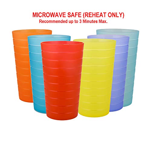 AOYITE Reusable Plastic Cups 22 oz - Unbreakable Hard Kids Cups - BPA Free Dishwasher Safe Drinking Cup set of 12 - Stackable Water Tumblers for Kitchen Camping Party Outdoor - Image 3