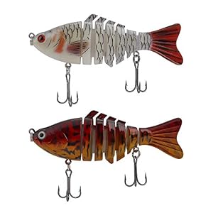 Qimei-shop Leurres De Pêche Artificiels Appâts Réalistes Multi Articulé Swimbait Topwater Avec Hameçon Mustad Pour Carnassier Poisson Le Brochet Perche Truite 2pcs