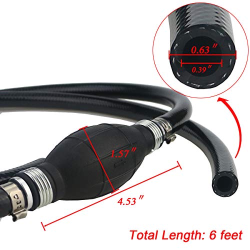 Sunnyglade 6FT Fuel Line Assembly 3/8" Hose Line Marine Outboard Boat Motor RVs Fuel Assembly