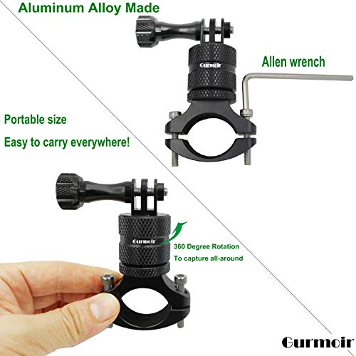 Gurmoir Aluminum Bike Bicycle Handlebar Mount for Gopro Hero 8/Hero 7/6/5/4 Session/AKASO/DJI Osmo Action/SJCAM/YI and More Action Cameras. 360 Degrees Rotary Bicycle Rack Mount - Thumbnail 5