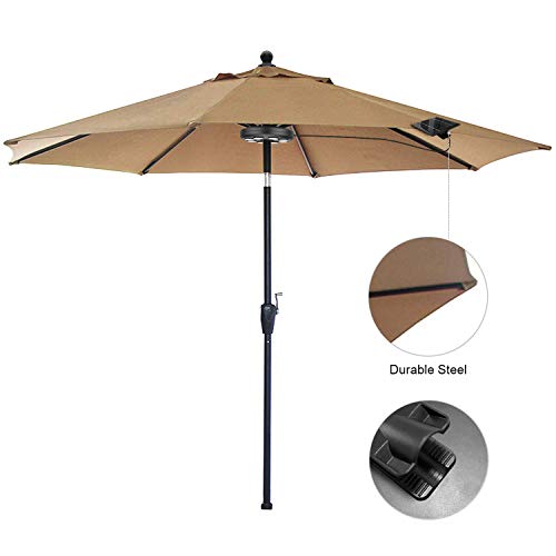 Solar Patio Umbrella Lights,4AA Battery Operated 10 Lighting Modes 12 Color Changing Remote Control Pole Light for Umbrellas,Camping Tents or Outdoor Use (Solar Powered-Black) - Thumbnail 6