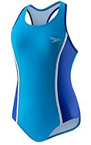 Speedo Big Girls One Piece Sporty Back Swimsuit -Blue (7)