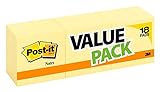 Post-it Notes, America's #1 Favorite Sticky Note, 3 in x 3 in, Canary Yellow, 14 Pads/Pack + 4 Free Pads, 18 Pads Total, 100 Sheets/Pad - 654-14+4YW