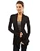 PattyBoutik Women Ribbed Cascading Open Cardigan (Black Medium)