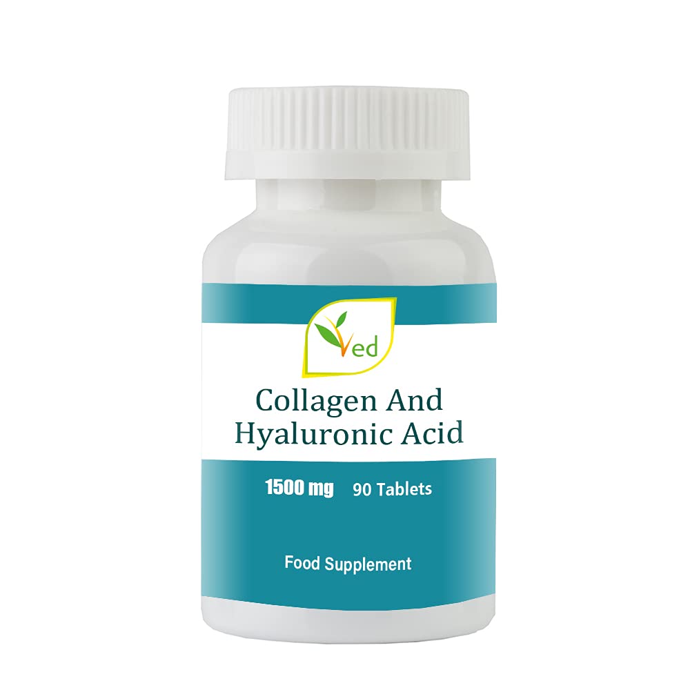 Ultra-Pure Dietary Supplement | Collagen Protein + Hyaluronic Acid | Collagen Supplement Promote Healthy Skin | 1500mg, 90 Tablets