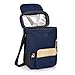 PICNIC TIME LEGACY - Duet Wine and Cheese Tote, Insulated Bottle Carrier Bag with Wooden Board, (Navy Blue), 17 x 12 x 7