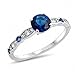 Fancy Wedding Engagement Ring Round Simulated Blue Sapphire Cubic Zirconia 925 Sterling Silver Choose Color