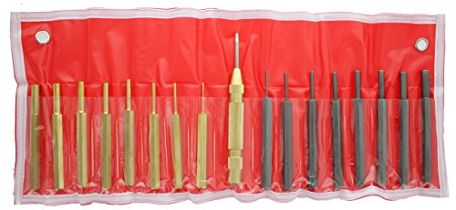 Drixet 18 Piece Steel & Brass Punch Set with Automatic Center Punch – Multiple Sizes - Useable on any Material (Very Convenient for Gunsmithing to Repair/Maintain Guns/Fire arms)