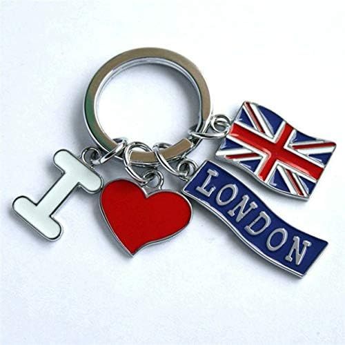 1 Set UK Flag Metal Red Heart I Love London Keyrings Pendants Teenagers Fur Rabbit Utility Tool Key Tags Notable Popular Pocket Girls Bag Car Keychain