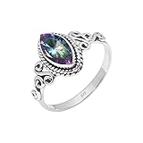 Rubicrafts Mystic Topaz Ring 925 Sterling Silver