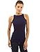 PattyBoutik Women Crew Neck Sleeveless Ribbed Knit Top (Navy Blue Medium)