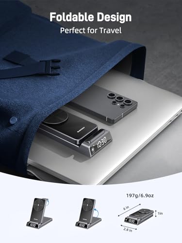 Wireless Charger for Samsung, Magnetic Charging Station mag Safe 3 in 1 for Samsung Galaxy Z Fold/Flip 7/S26 Ultra/S25, Foldable Charger for Galaxy Watch Ultra/8, Galaxy Buds 4 Pro (Black)