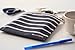 LunchSkins Reusable Zippered Sandwich, Food Bag, Storage, Navy Stripe