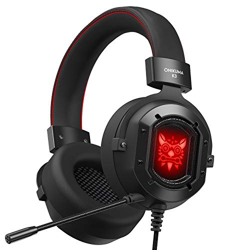 Gaming Headset for PS4，KINGEAR RGB Stereo Wired Headphones for Xbox One,PC,Bass Surround Sound Ear Headphones with Noise Canceling Microphone,LED Light and Soft Earmuffs