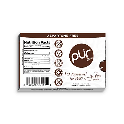 PUR Gum Sugar Free Chewing Gum 100 Xylitol Vegan, Aspartame Free