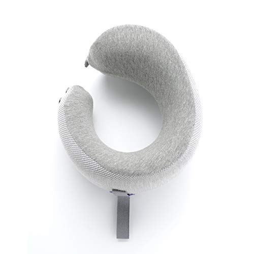 Cushion Lab Extra Support Travel Pillow, Award-Winning Patented Ergonomic Design for Chin & Neck Support Memory Foam Neck Pillow, Compact Airplane Pillow for Traveling, Flight, Car, Medium - Grey