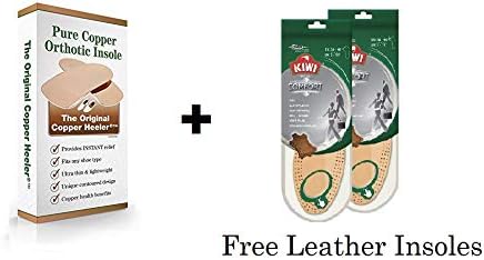 FREE Pair of Leather Insole + Shoe Clening Cloth Arthritis COPPER HEELER Various Sizes (Men Size ( 10 - 12+ ))