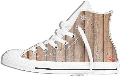 Ongyeyuan Fresh Spring Season Jardin With Butterflies And Ladybugs In Park Scene Artwork High Top Classic Casual Canvas Fashion Shoes 36