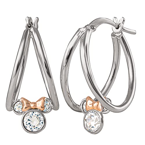 Disney Mickey Mouse Captured Hoop Earrings Sterling Silver Cubic Zirconia Jewelry for Women