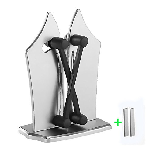 Kitchen Knife Sharpener - Triple-Action Knife Sharpening Tool Tungsten Carbide Sharpens Dull Knives Quickly, Safe
