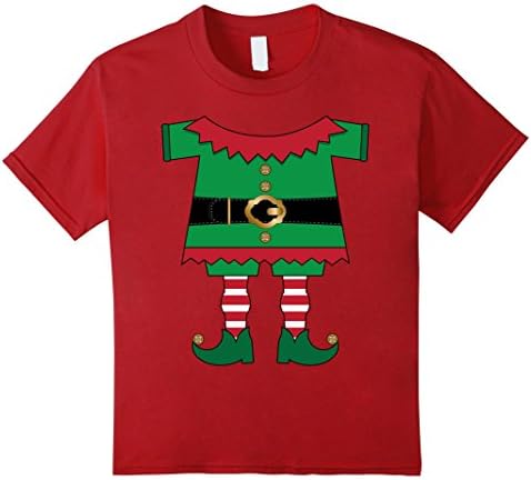 Kids Santa Elf Suit Costume Tee Christmas T-Shirt 4 Cranberry