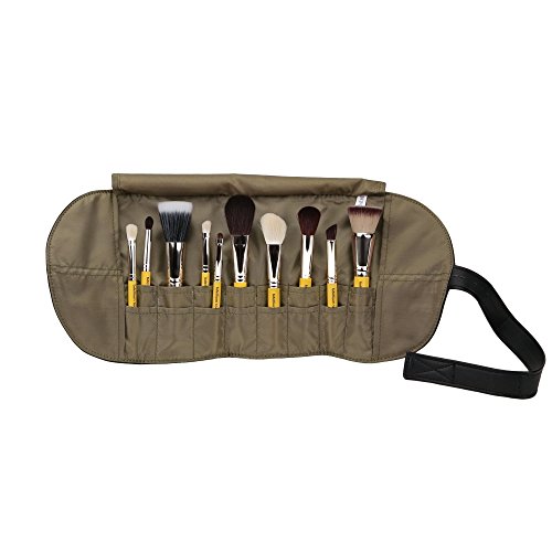 Bdellium Tools Professional Makeup Travel Line Mineral 10pc. Brush Set with Roll-Up Pouch