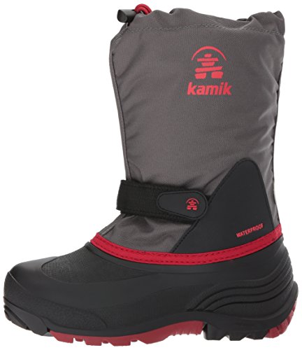 Kamik Boys' Waterbugwide Snow Boot, Charcoal/Red, 8 Wide US Toddler