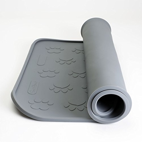 SmithBuilt 19" x 12" Dog Food Mat - Waterproof Non-Slip FDA-Grade Silicone Cat Pet Bowl Feeding Placemat - Gray