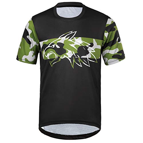 Wisdom Leaves Men's Short Sleeve Cycling Jersey Mountain Bike Jerseys MTB Bike Shirt Moisture-Wicking T-Shirt,Soft and Comfortable Black-Camouflage