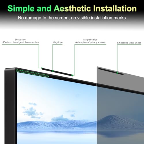 [2 Pack] Magnetic 27 Inch Monitor Privacy Screen for 16:9 Aspect Ratio Widescreen Monitor,Removable Anti Glare Computer Screen Privacy Shield Protector, Blue Light Filter