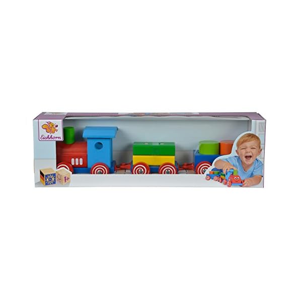 Eichhorn 100022307 - Bunter Spielzug mit 2 Waggons und Ladegut, 42cm, 7-tlg. FSC 100% Zertifiziertes Buchenholz, Made in… – Bild 3