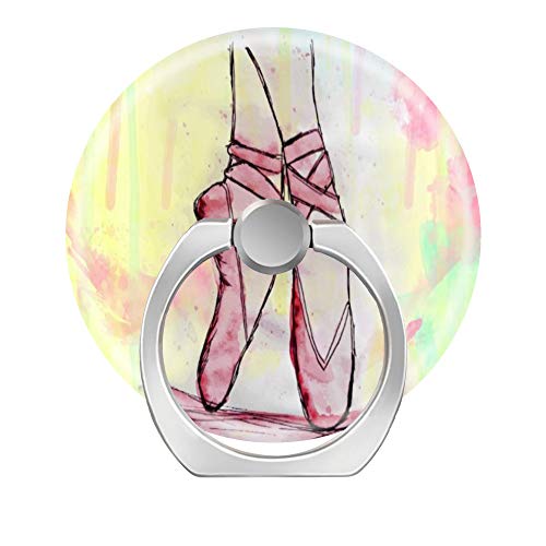 LoveStand-Cell Phone Ring Holder 360 Degree Finger Ring Stand for Smartphone Tablet and Car Mount-Cute Ballet Shoes Sketch Pink Watercolor