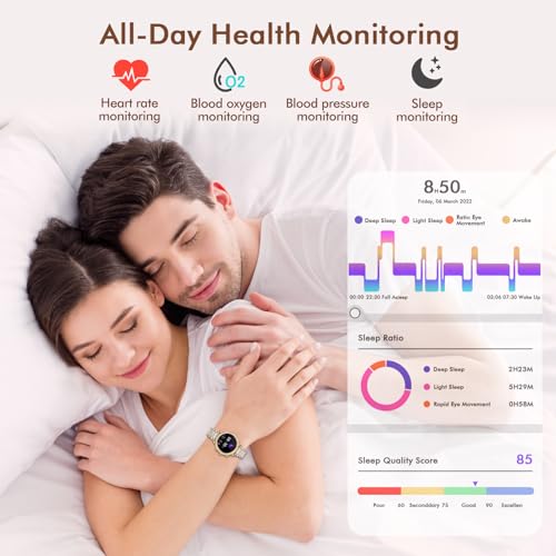 ZKCREATION Women's Smart Watch with Call – Women's Smartwatch with Multisport, Activity Bracelet with Pedometer, Heart Rate Monitor, Sleep Monitor, Music Player for Android iOS