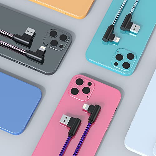 iPhone Charger Cord 10 ft Lightning Cable 90 Degree 3 Pack iPhone Charging Cable Long iPhone 11 Charger 10ft [Apple Certified] Nylon Braided for 13 mini/13/12/11 Pro MAX/XR/XS/8/7/Plus/6S/SE/iPad