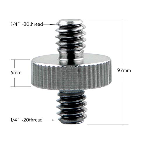 VizGiz 5 Pack Universal Standard 1/4" Male to 1/4 inch Male 20 Threaded Screw Adapter Mounting Thread Camera Screw Coupler Converter Camera Accessories for Tripod Spigot Monopod Quick Release Plate - Thumbnail 6