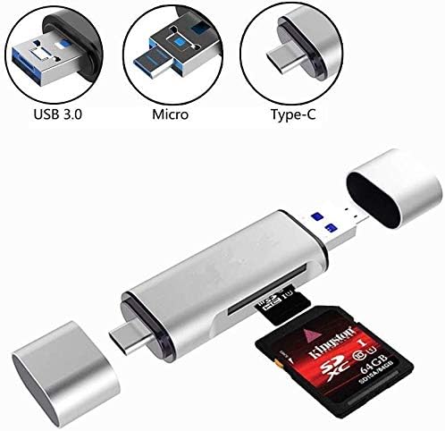 Royals Hub® Card Reader, 3-in-1 USB 3.0, USB C, Micro USB Card Reader SD, Micro SD, SDXC, SDHC, Micro SDHC, Micro SDXC Memory Card Reader for MacBook PC Tablets Smartphones