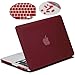 LENTION Hard Case for MacBook Pro (Retina, 13-inch, Late 2012 to Early 2015) - Model A1425 and A1502, with Keyboard Cover and Port Plugs, Matte Finish Case with Rubber Feet (Wine Red)